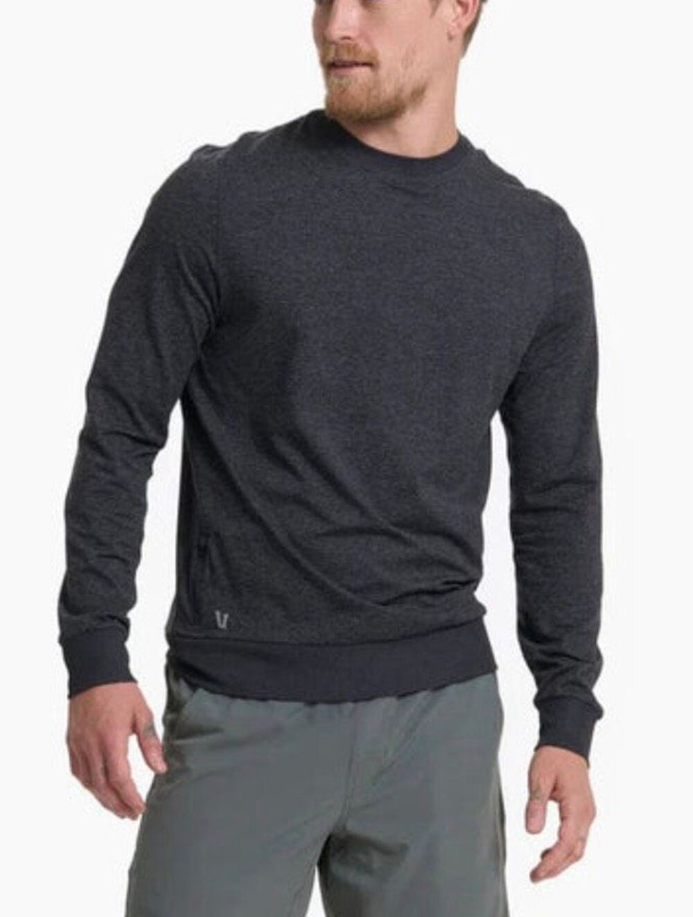 VUORI PONTO PERFORMANCE CREW gray Shirt Top sz S long sleeve